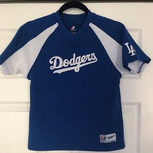 Youth Medium Blue Dodgers Jersey Short Sleeve